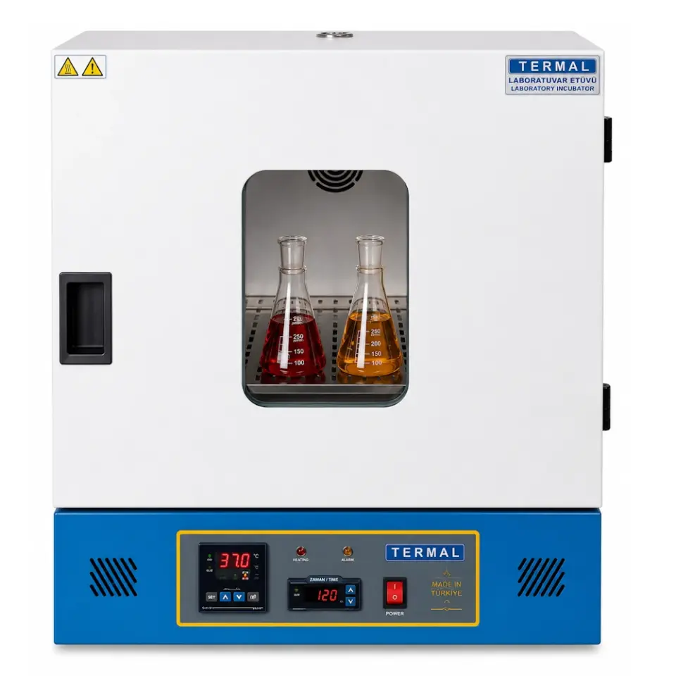 Termal H100SH Orbital Çalkalamalı İnkübatör / 100 L / soğutmasız / ortam +7...80°C / 30...215 rpm / 420×320 mm tabla / standart 10×250 ml erlen klipsli tepsi / 520×430×450 mm iç ölçü