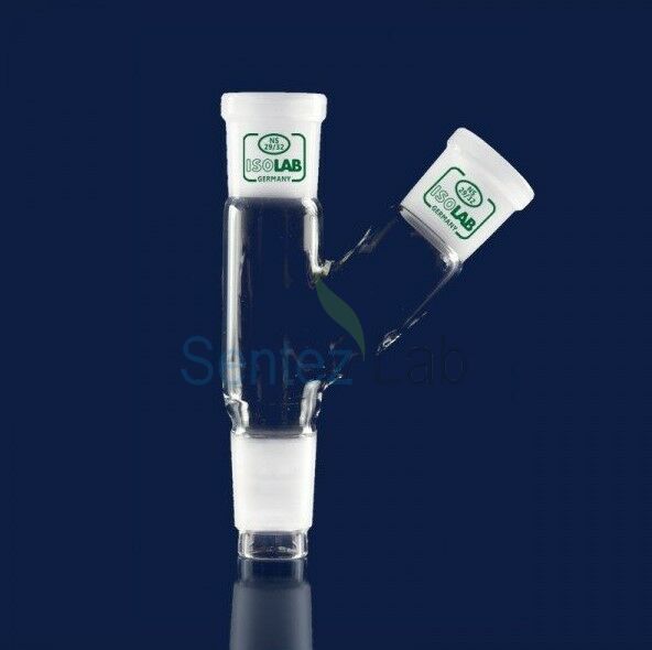 İSOLAB 065.42.002 adaptör - çoklu - 2 boyunlu - yukarı açılı - dişi şilif & erkek şilif : NS 19/26 - yukarı açılı dişi şilif : NS 19/26