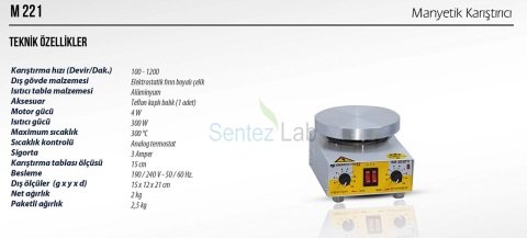 Elektromag M 222 Manyetik Karıştırıcı – Isıtıcılı, Dijital Göstergeli 20 L / 500 °C