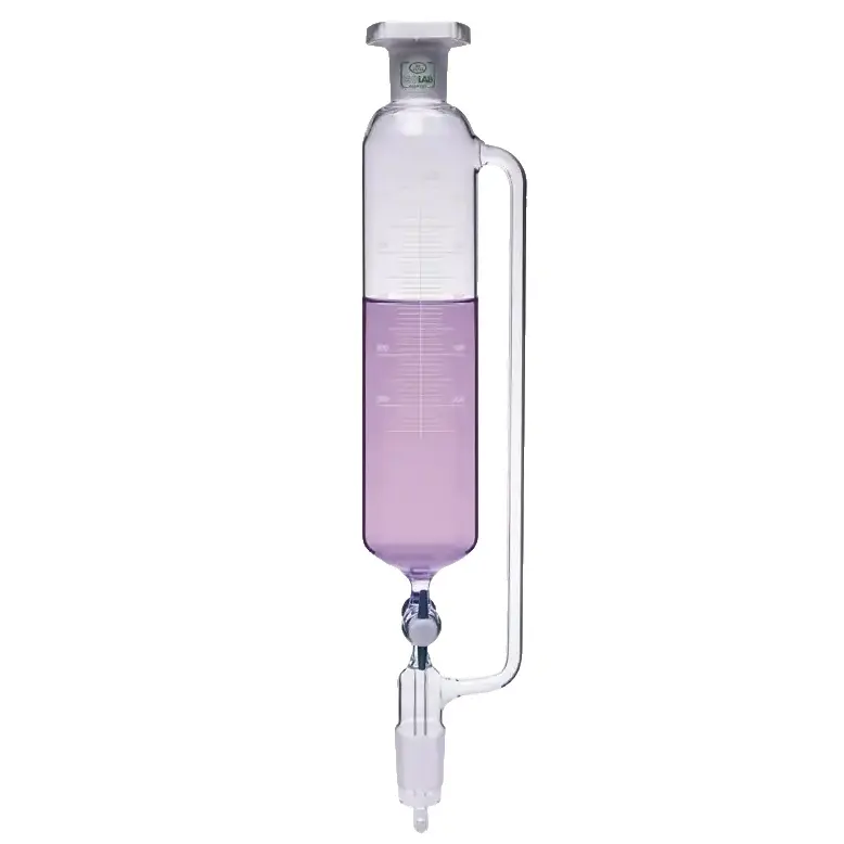 ISOLAB  Damlatma Hunisi - Cam - Silindirik - Basınç Borulu - Dereceli - Ptfe Musluklu - 250 Ml