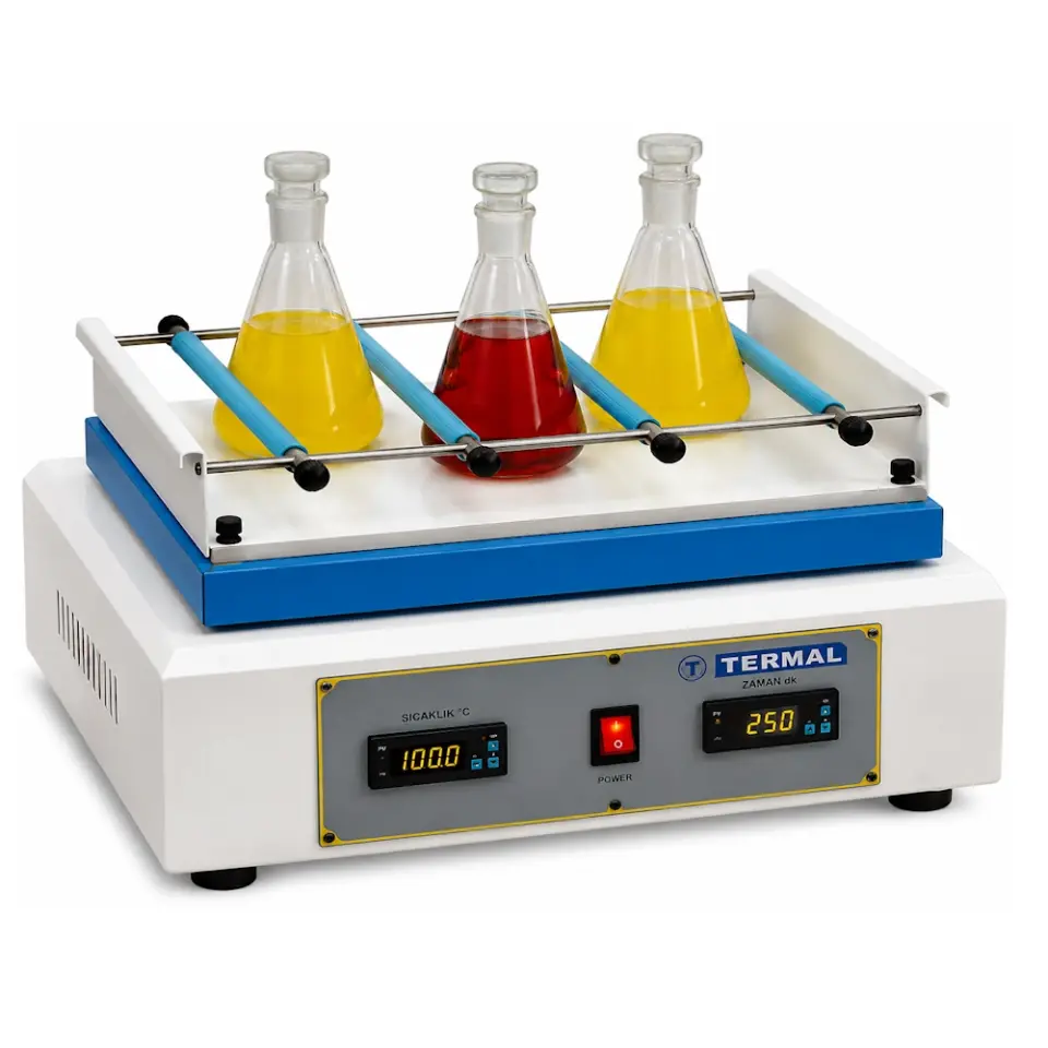 Termal N11340 Çalkalama Cihazı / Orbital Shaker / 30...215 rpm / 1...99,59 saat dijital zamanlayıcı / 420×320 mm tabla / standart 12×250 ml erlen klipsli tabla / vakumlu ayak