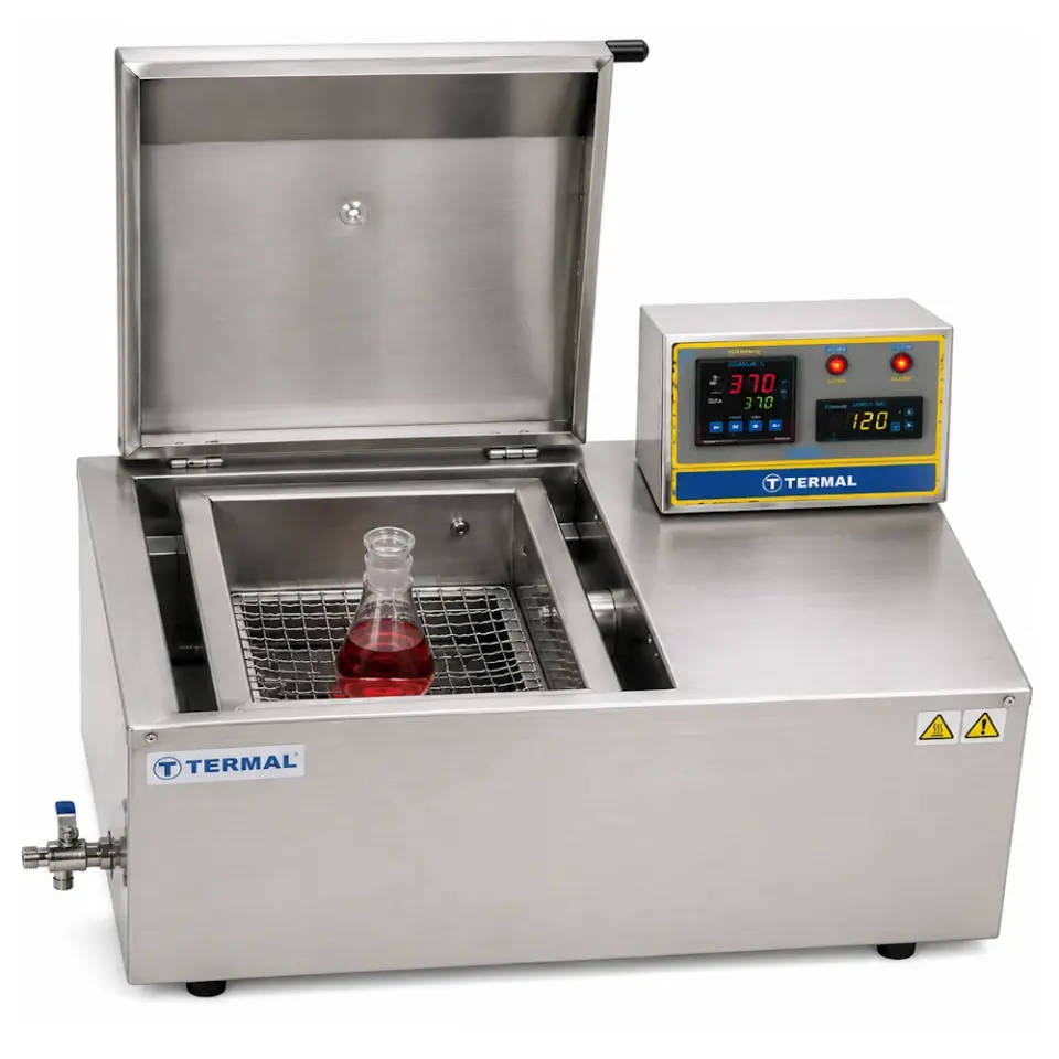 Termal H11900 Çalkalamalı Su Banyosu / 30 L tank / 15 L kullanılabilir sepet / ortam +5...99,9°C / 10...250 rpm / standart 6×250 ml erlen klipsli tepsi / paslanmaz çelik gövde
