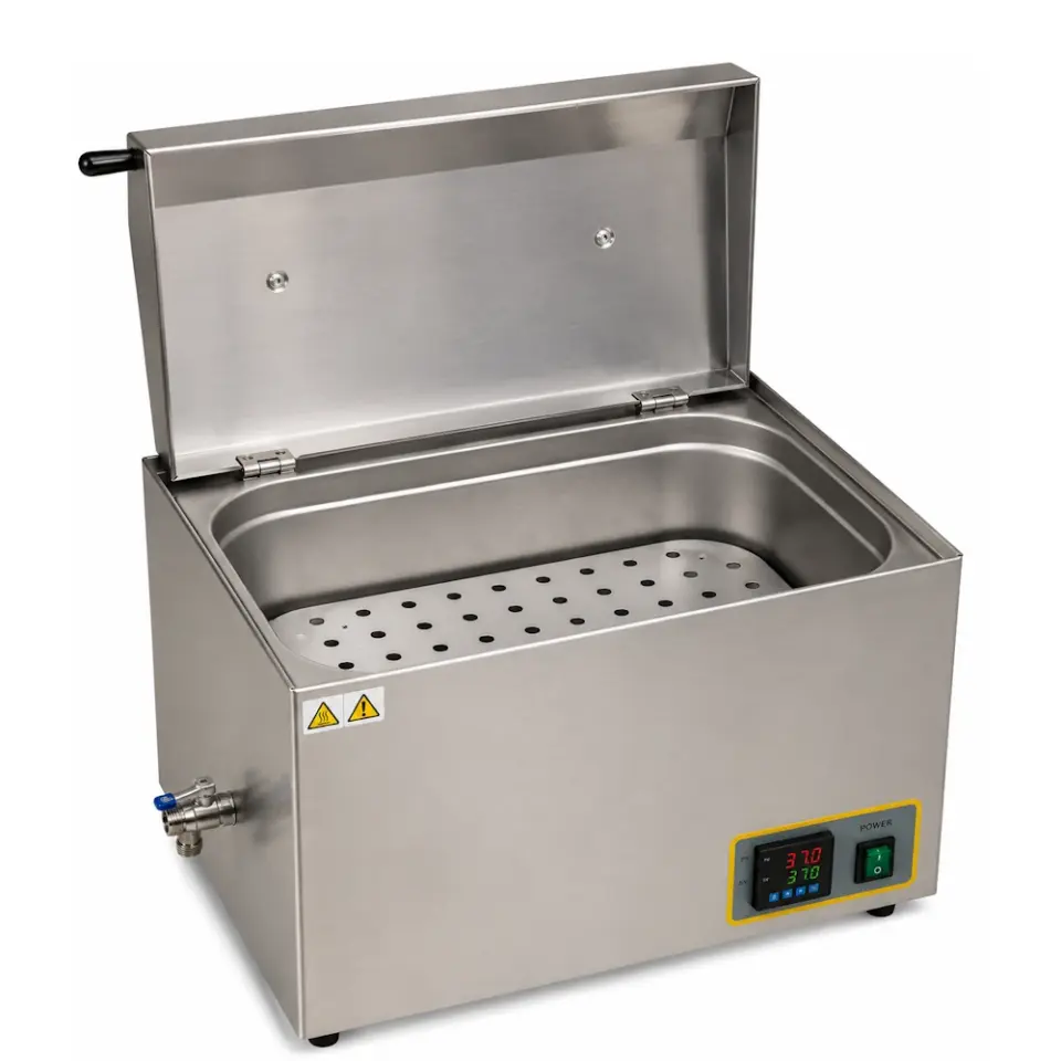 Termal J11540KD Su Banyosu / 30 L / ortam +5...100°C / 505×300×160 mm net iç ölçü / monoblok paslanmaz çelik iç yüzey / paslanmaz çelik üst kapak ve delikli platform