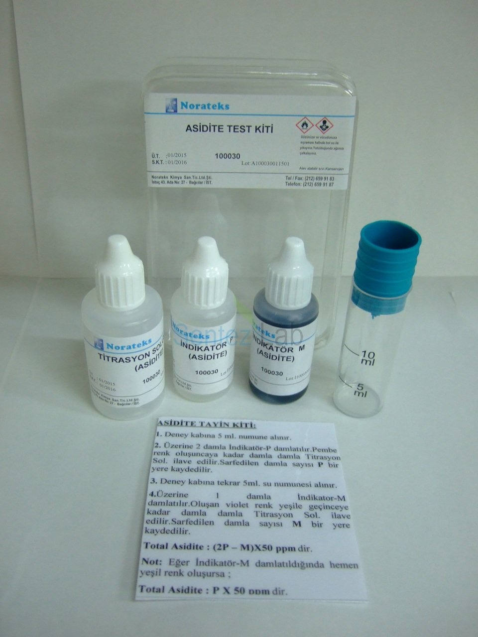 Norateks Asidite Test Kiti 1damla=50ppm (mg/lt)