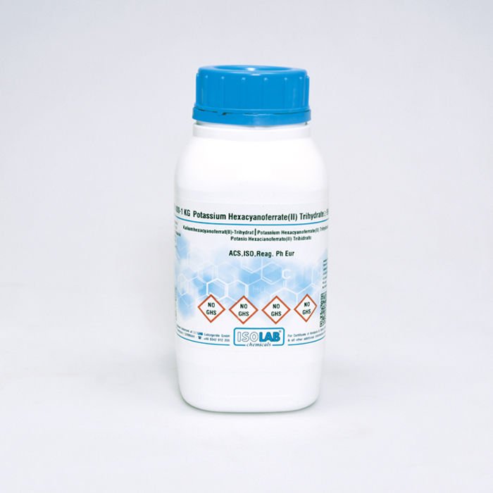 ISOLAB POTASSIUM HEXACYANOFERRATE(II) TRIHYDRATE ≥ 99%, FOR ANALYSIS ACS,ISO,REAG. PH EUR CAS 14459-95-1 1000 GR