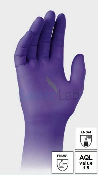 İSOLAB 080.15.001 eldiven - nitril - standart kalınlık - küçük boy - 100 adet/Kutu