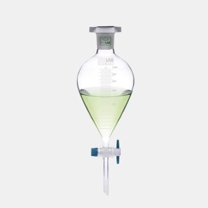 İSOLAB 031.04.902 ayırma hunisi - cam - armudi - dereceli - PTFE musluklu - 2000 ml