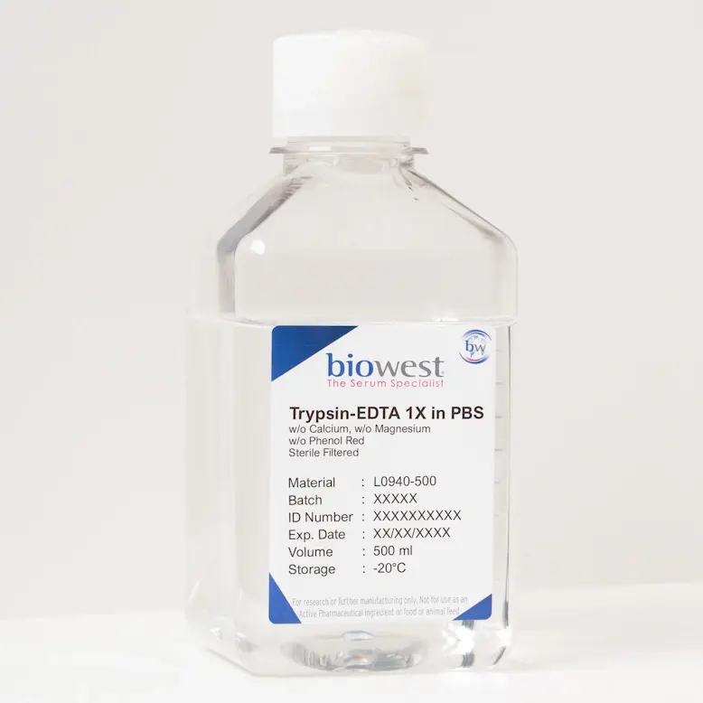 Biowest Trypsin-EDTA 1X in PBS w/o Calcium w/o Magnesium w/ Phenol Red - 100ml