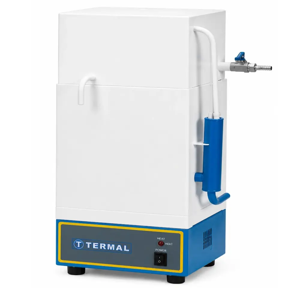 Termal M11350D Saf Su Cihazı / deposuz / 4 L/saat saf su kapasitesi / 2,3 µS/cm iletkenlik / kaynatma ve damıtma prensibi / elektronik düşük su seviyesi emniyeti / paslanmaz çelik yapı