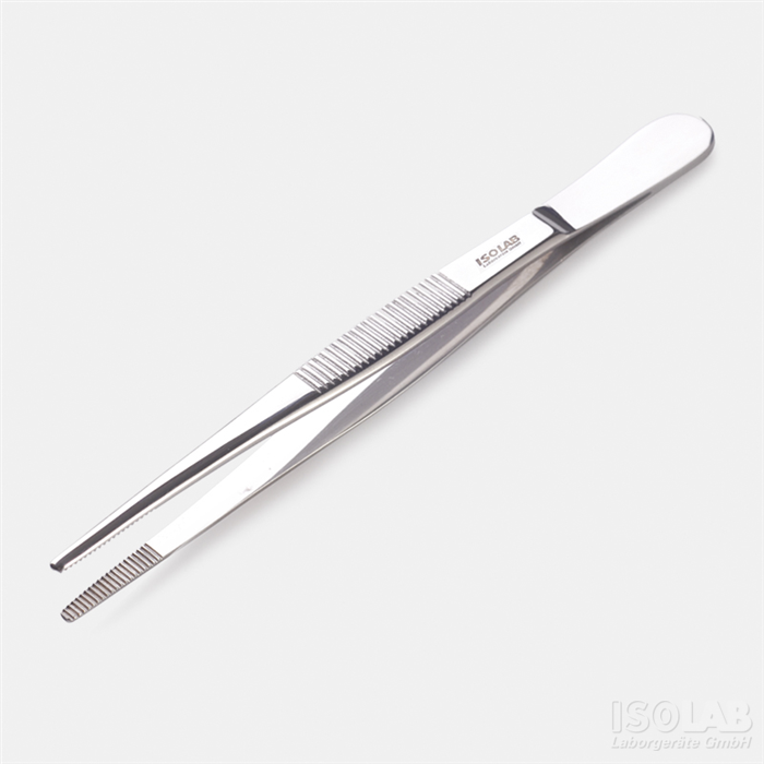 İSOLAB 048.01.145 pens - paslanmaz çelik - genel amaçlı - düz - yuvarlak uçlu - 145 mm