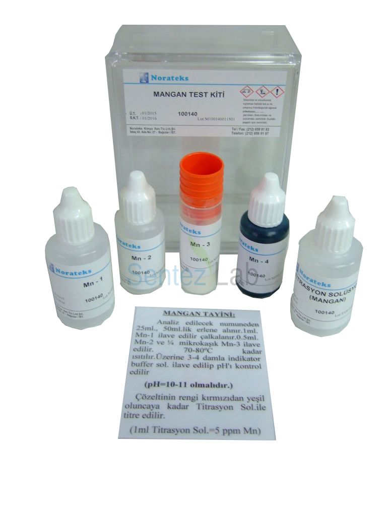 Norateks Mangan (Ca ve Mg olmayan sularda) Test Kiti 1ml=5ppm (mg/lt)