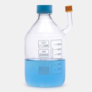 İSOLAB 007.02.004 şişe - yan kollu borosilikat cam Amber - 2000 ml AMBER
