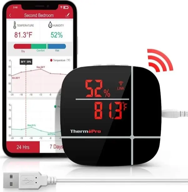 ThermoPro TP90 WiFi App Kontrollü Sıcaklık ve Nem Termometresi