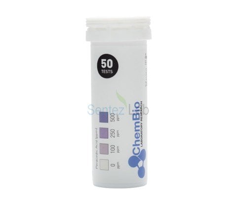 Chembio CB4200 Peracetic Acid Test Strips - High Range 0 - 500 ppm 50 Adet