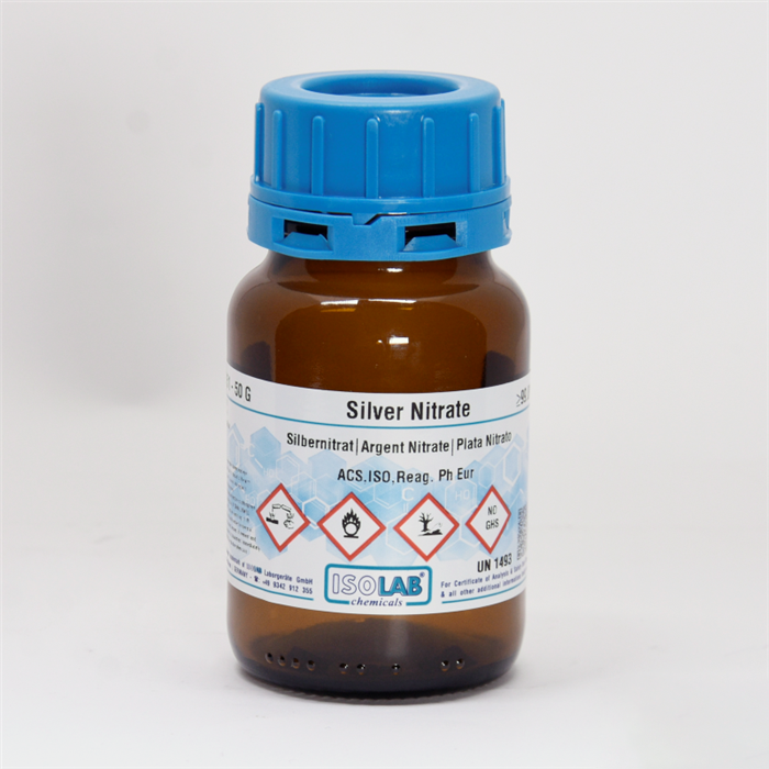 ISOLAB SILVER NITRATE  ≥ 99.8%, FOR ANALYSIS ACS,ISO,REAG. PH EUR CAS 7761-88-8 50 GR