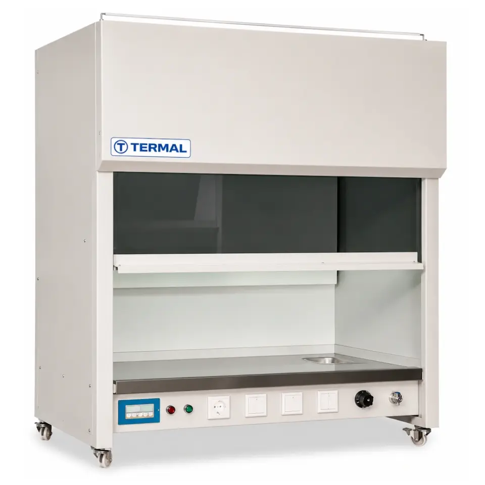 Termal S120 Steril Kabin Class I / 1090×750×550 mm / dikey hava akışlı / 1800 m³/h fan / HEPA filtre 0,3 µm partikülde %99,99 tutma / UV lamba / 316L çalışma zemini / dijital fark basınç göstergesi