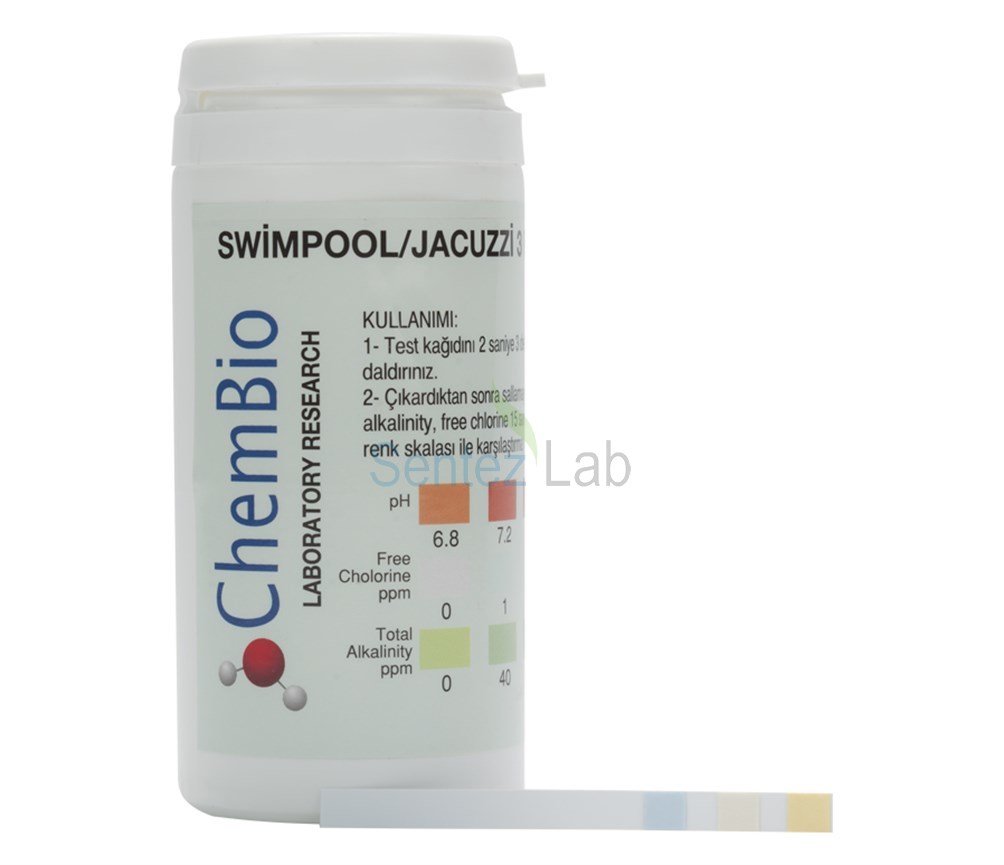 Swimming Pool Test Strips - 3 Pad Chlorine, Alkalinity, pH