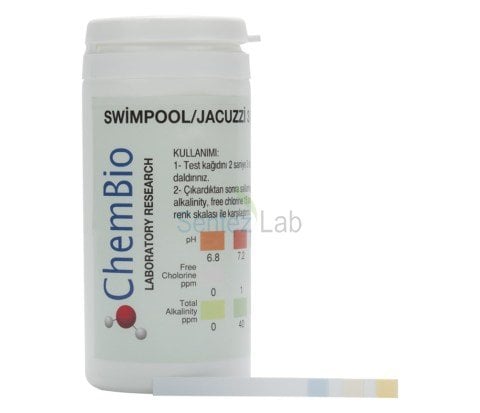 Swimming Pool Test Strips - 3 Pad Chlorine, Alkalinity, pH
