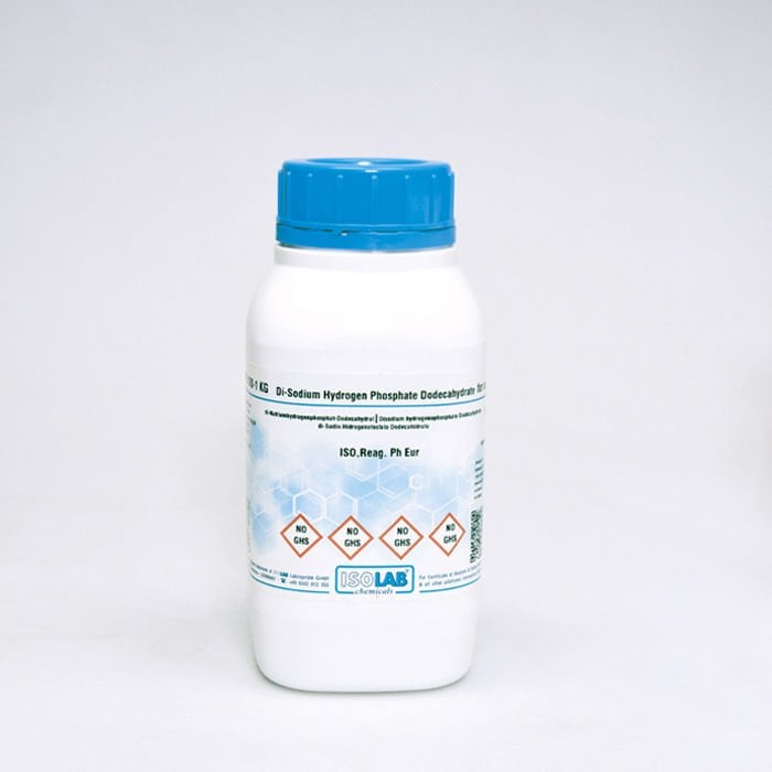 ISOLAB DI-SODIUM HYDROGEN PHOSPHATE DODECAHYDRATE ≥ 99%, FOR ANALYSIS ISO,REAG. PH EUR CAS 10039-32-4 1000 GR