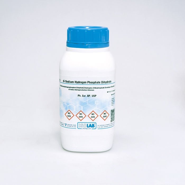 ISOLAB DI-SODIUM HYDROGEN PHOSPHATE DIHYDRATE ≥ 98%, PH EUR,BP,USP CAS 10028-24-7 1000 GR