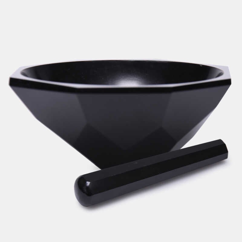 İSOLAB 038.18.065 havan - agat - tokmağı ile - çap 65 mm - standart form - siyah 25 ML HACİM