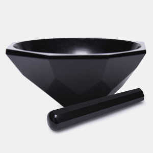 İSOLAB 038.18.085 havan - agat - tokmağı ile - çap 85 mm - standart form - siyah 70 ML HACİM