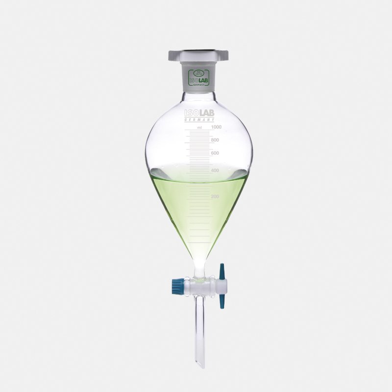 İSOLAB 031.04.050 ayırma hunisi - cam - armudi - dereceli - PTFE musluklu - 50 ml