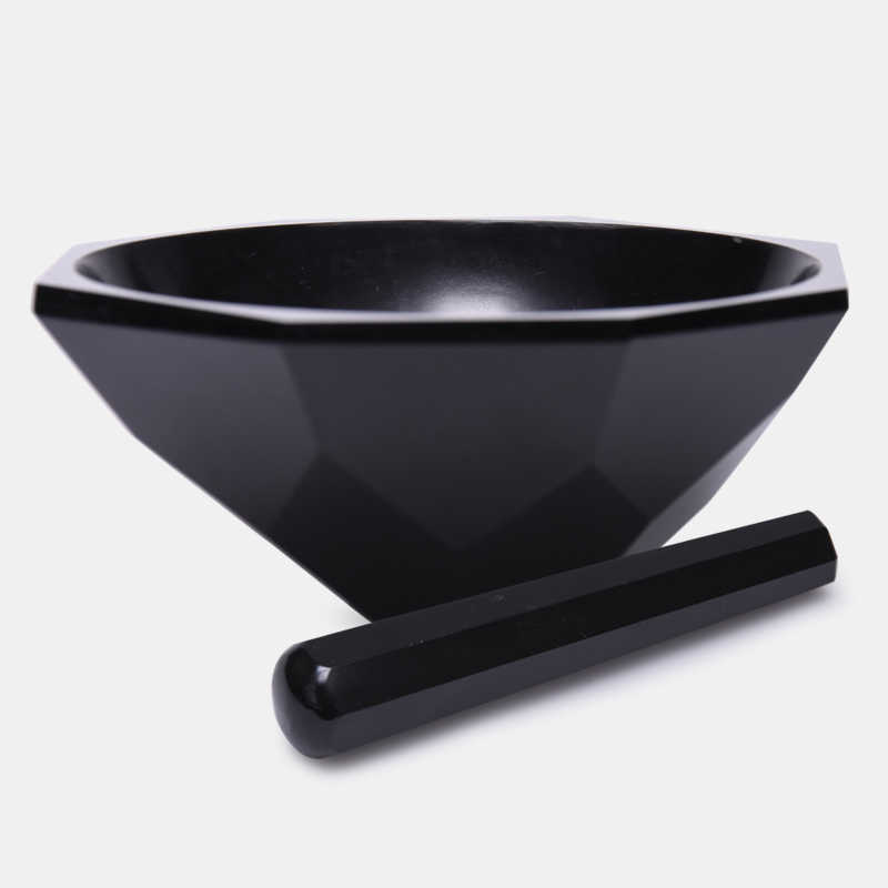 İSOLAB 038.18.110 havan - agat - tokmağı ile - çap 110 mm - standart form - siyah 140 ML HACİM