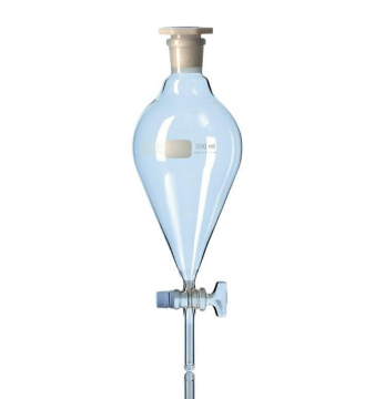 Cam Ayırma Hunisi 500 ml - Armudi Tip - Cam Musluklu