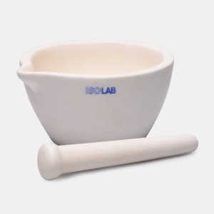 İSOLAB 038.08.075 havan - alumina - tokmağı ile - 75 mm dış çap 30 ML HACİM