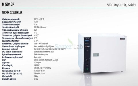 Elektromag M5040 P Kuru Hava Sterilizatörü  (Alüminyum İç Gövdeli) +5... 250 °C / 100 L