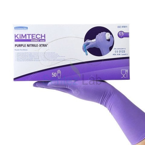 KIMTECH Mor Uzun Nitril Eldiven Laboratuvar Eldivenleri Tek Kullanımlık Eldiven S Beden