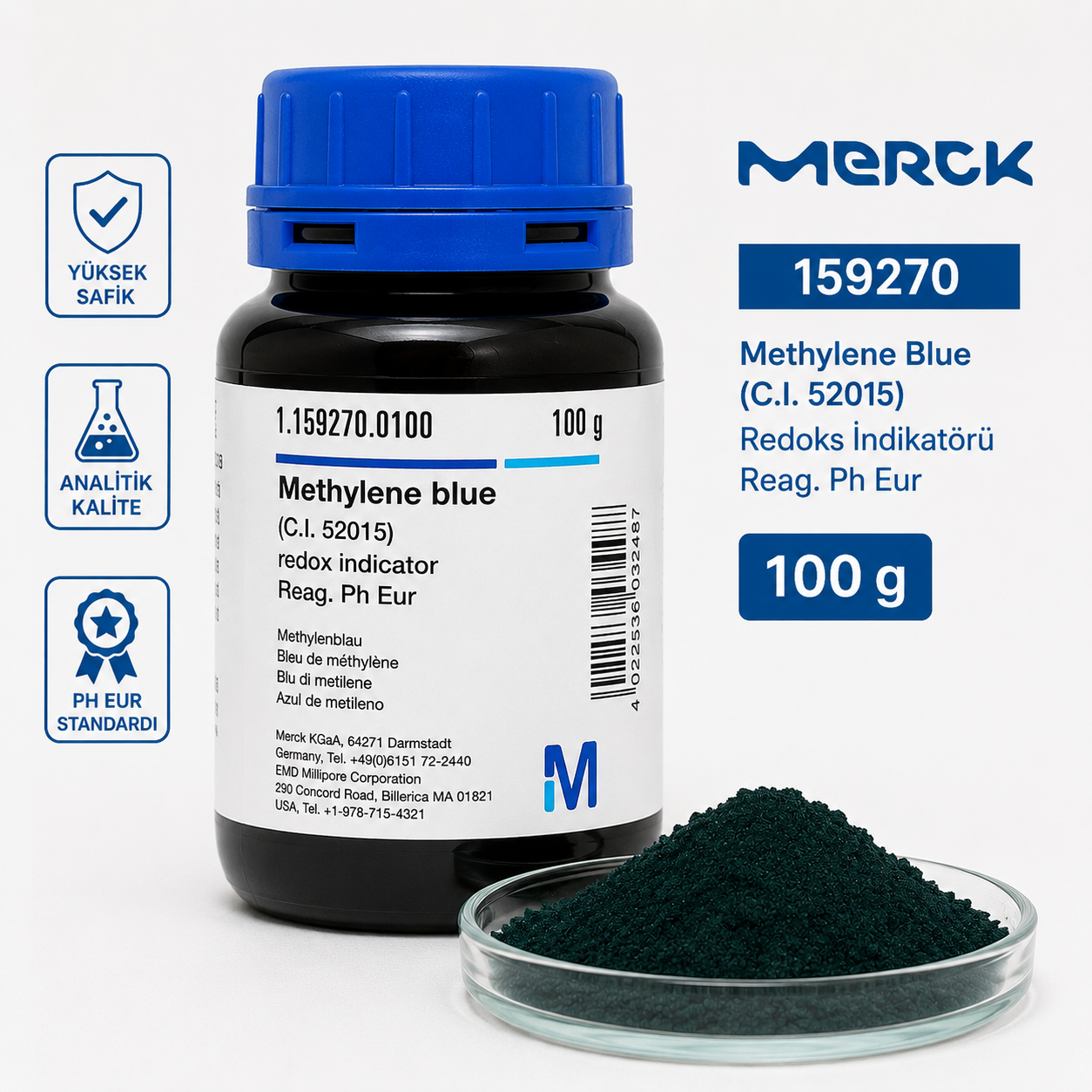 Merck 159270 Methylene Blue (C.I. 52015) Redoks İndikatörü Reag. Ph Eur 100 g
