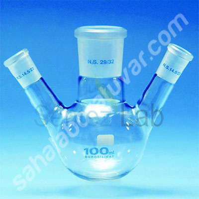 Balon dibi yuvarlak üç boyunlu şilifli 1000 ml