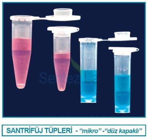 İSOLAB 078.03.023 tüp - santrfüj - mikro - düz kapaklı - 2.0 ml - steril (500 adet)