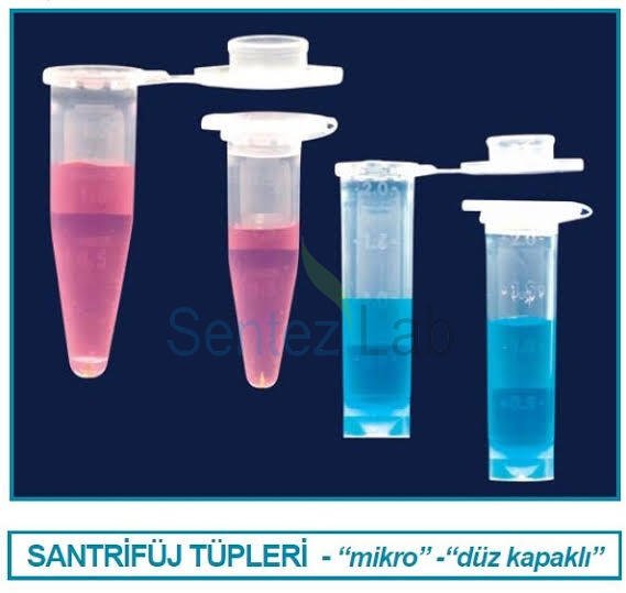 İSOLAB 078.03.024 tüp - santrfüj - mikro - düz kapaklı - 2.0 ml - etekli -steril (500 adet)