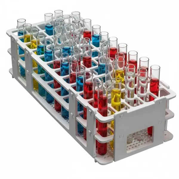 Senlab Plastik Deney Tüpü Standı 60 Delik – 16 mm Beyaz