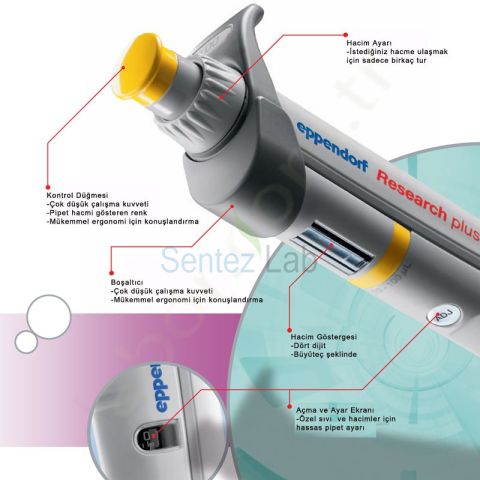 Eppendorf Research® plus Standart Otomatik Pipet Seti 2-20 µL, 20-200 µL, 100-1000 µL