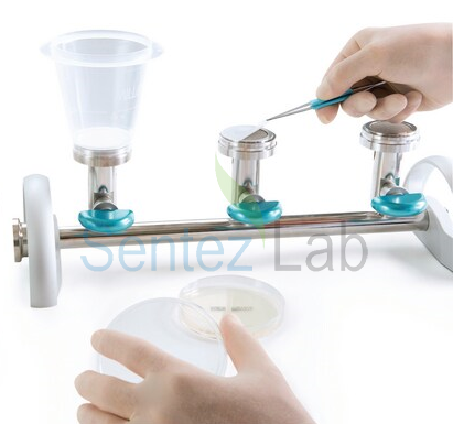 Microfil huni 100 ml ve S-Pak 0.45 µm 47 mm, beyaz, kareli