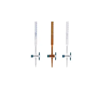 ISOLAB  Büret - Düz - Amber - Ptfe Musluklu - As Kalite - Grup Sertifikalı - Beyaz Skala - 10 Ml