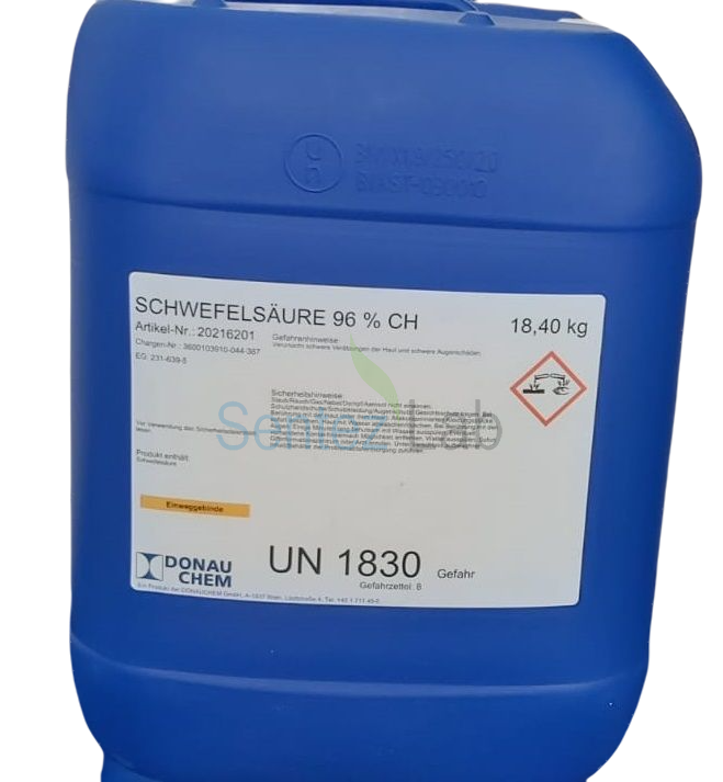 Donau Chem Sülfürik Asit 96% CAS 7664-93-9 (Avusturya Menşei) 10 Litre (18,4 kg)