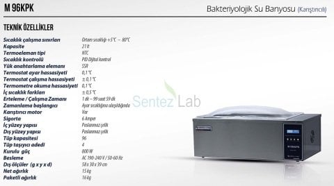 Elektromag M 920 KPK 96 Tüp/30 L Bakteriyolojik Su Banyosu